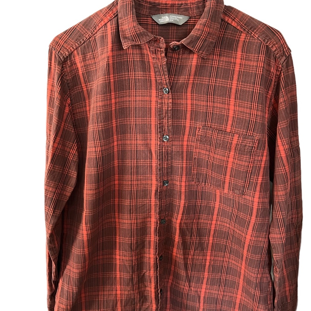 # 18 The North Face Red and Black Button Down Shirt